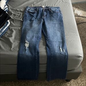 Kendall & Kylie Blue Boot Cut Jeans with Distressed Details